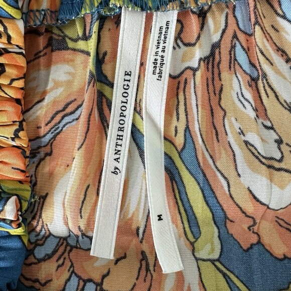 Anthropologie Somerset Maxi Skirt Size M Floral Blue Orange Tiered - Picture 4 of 11